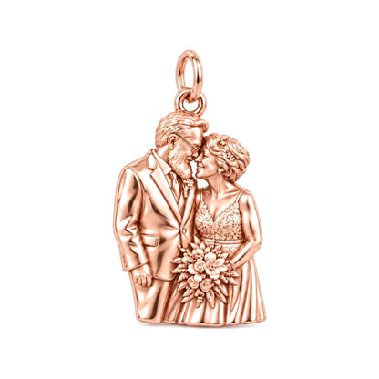 Eternal Wedding Vow Charm Bracelet – Personalized Couple Gift – rose gold charm, front view