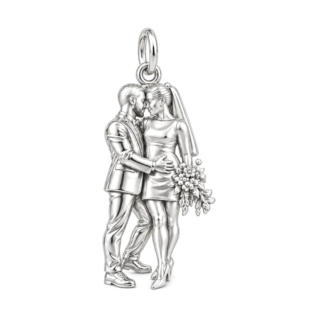 Eternal Wedding Vow Charm Bracelet – Personalized Couple Gift – silver charm, front view