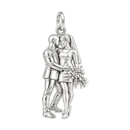 Eternal Wedding Vow Charm Bracelet – Personalized Couple Gift – silver charm, front view