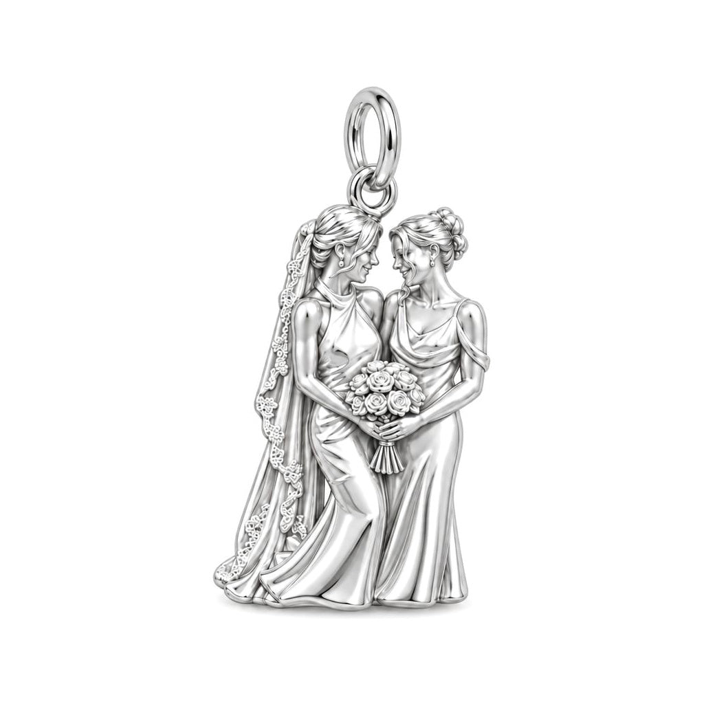 Eternal Wedding Vow Charm Bracelet – Personalized Couple Gift – silver charm, front view