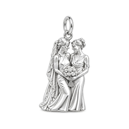 Eternal Wedding Vow Charm Bracelet – Personalized Couple Gift – silver charm, front view