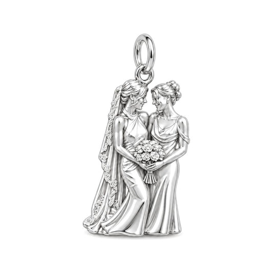 Eternal Wedding Vow Charm Bracelet – Personalized Couple Gift – silver charm, front view