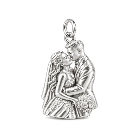 Eternal Wedding Vow Charm Bracelet – Personalized Couple Gift – silver charm, front view