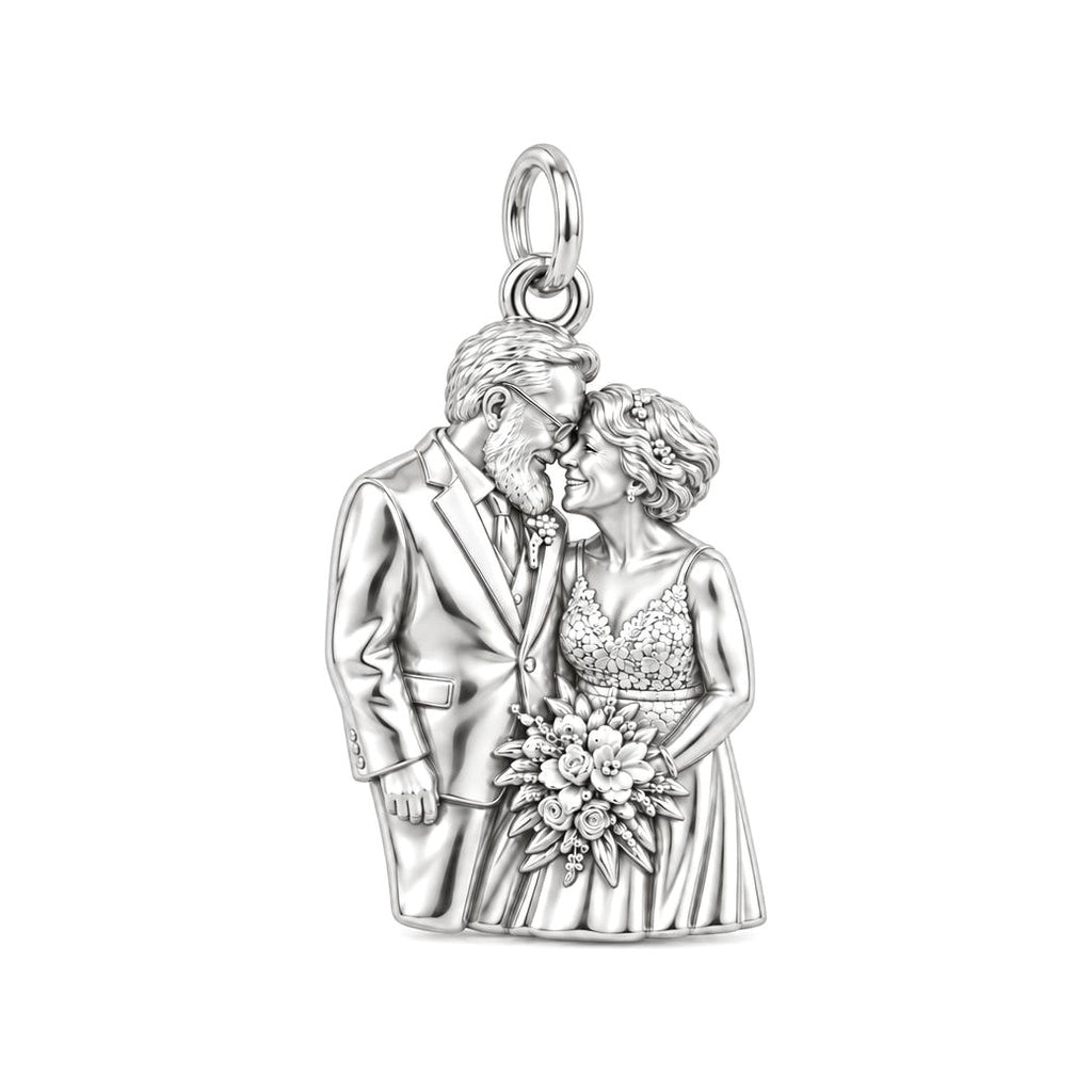 Eternal Wedding Vow Charm Bracelet – Personalized Couple Gift – silver charm, front view