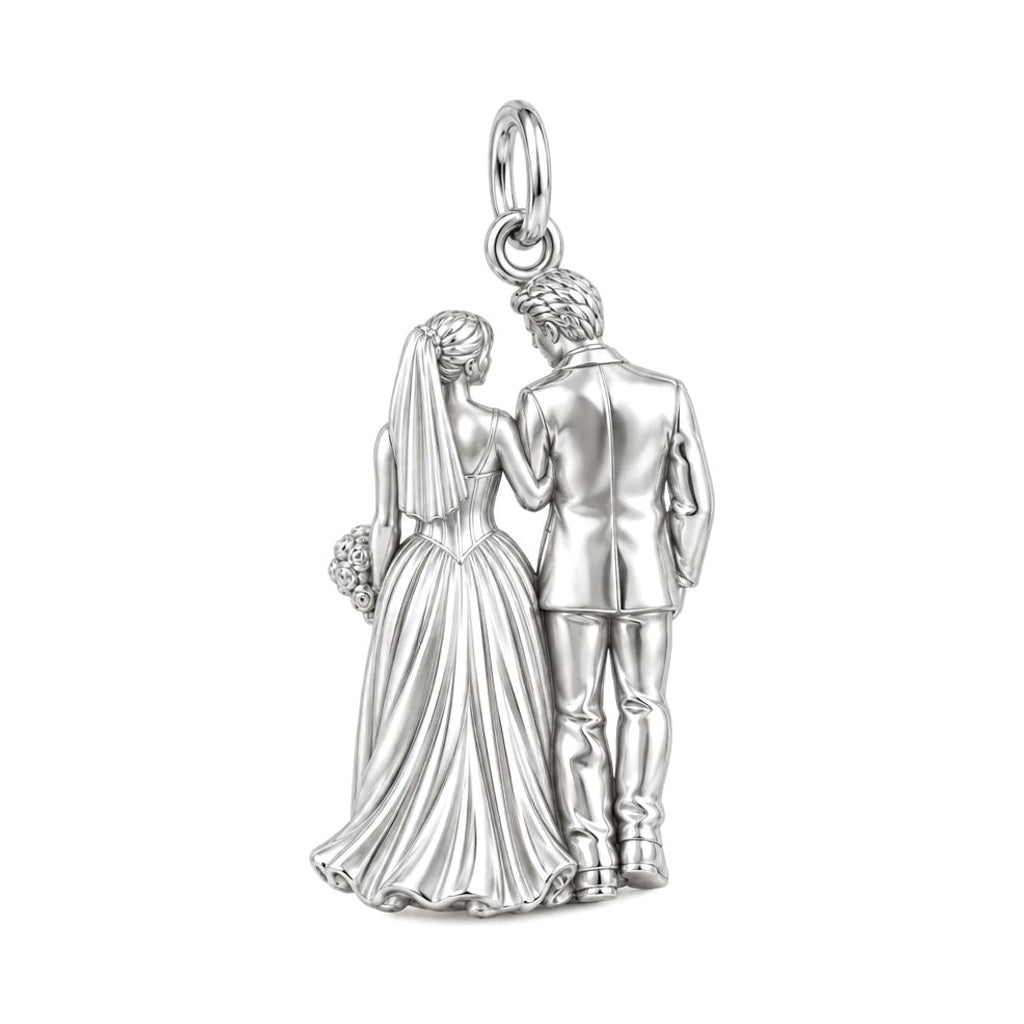 Eternal Wedding Vow Charm Bracelet – Personalized Couple Gift – back of the charm, engraving area