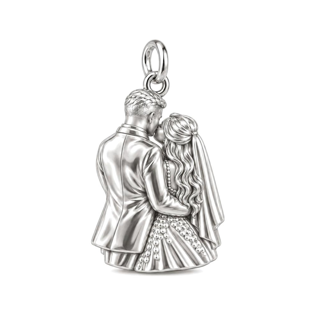 Eternal Wedding Vow Charm Bracelet – Personalized Couple Gift – back of the charm, engraving area