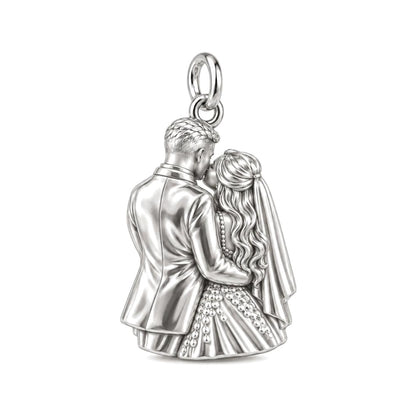 Eternal Wedding Vow Charm Bracelet – Personalized Couple Gift – back of the charm, engraving area