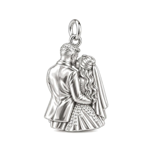 Eternal Wedding Vow Charm Bracelet – Personalized Couple Gift – back of the charm, engraving area