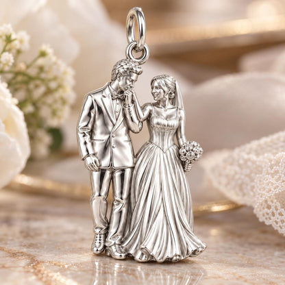 Eternal Wedding Vow Charm Bracelet – Personalized Couple Gift – macro detail of the charm