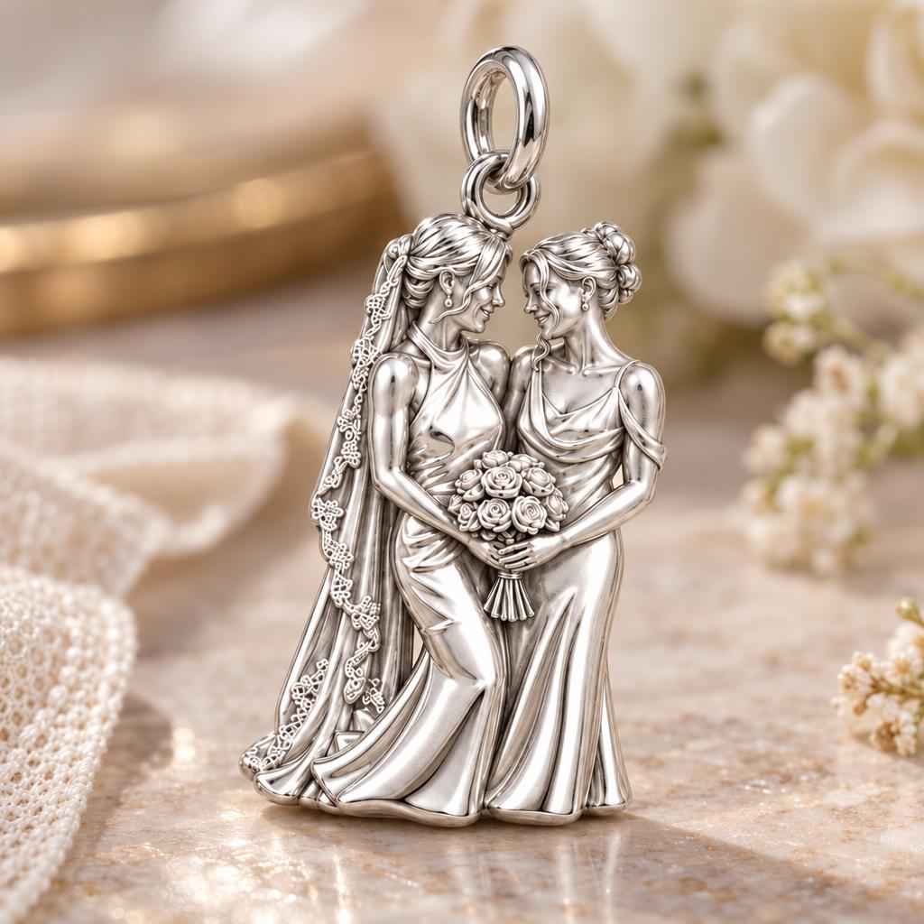 Eternal Wedding Vow Charm Bracelet – Personalized Couple Gift – macro detail of the charm