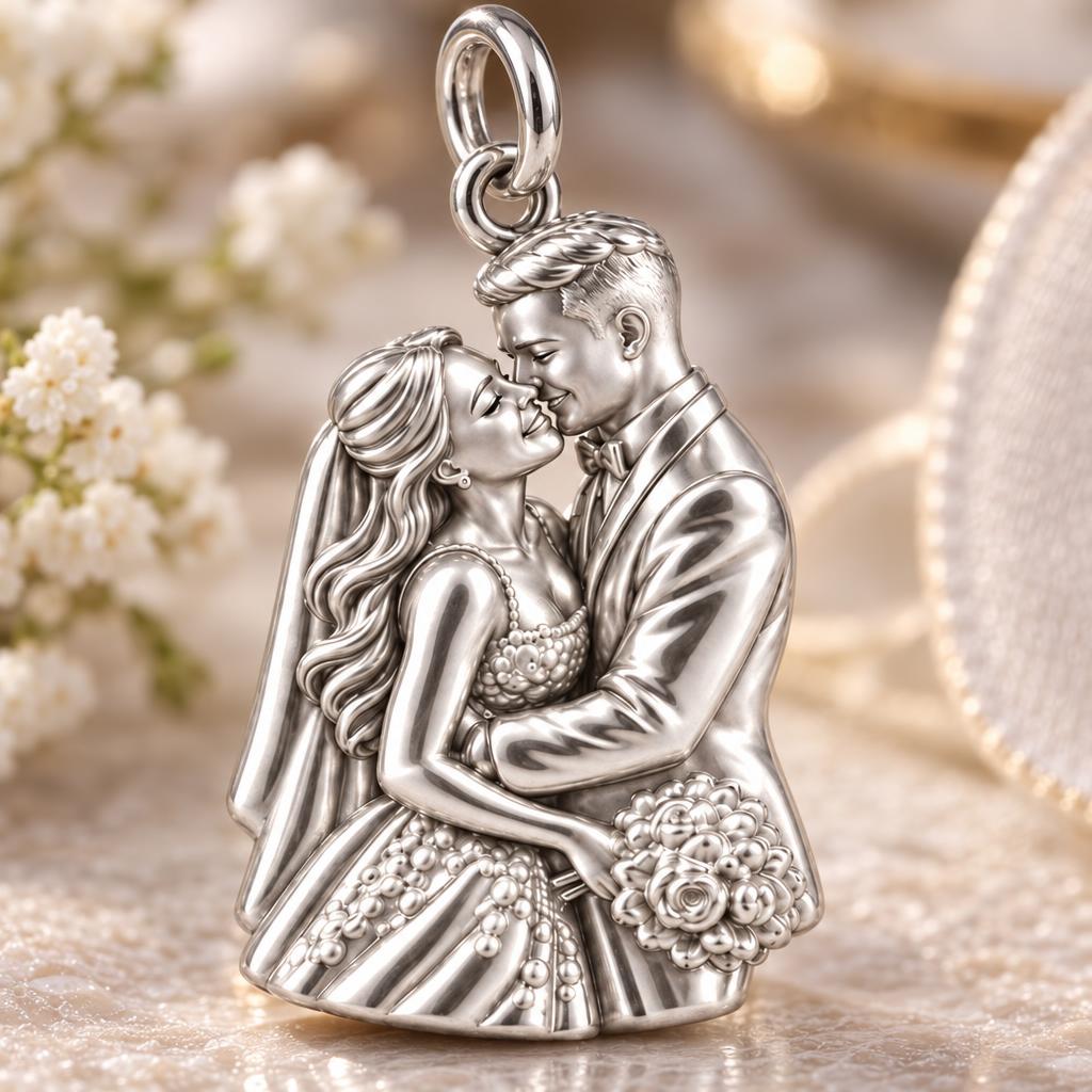 Eternal Wedding Vow Charm Bracelet – Personalized Couple Gift – macro detail of the charm