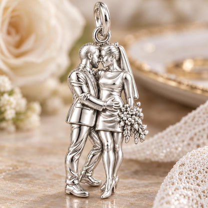 Eternal Wedding Vow Charm Bracelet – Personalized Couple Gift – macro detail of the charm
