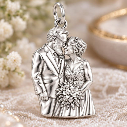 Eternal Wedding Vow Charm Bracelet – Personalized Couple Gift – macro detail of the charm
