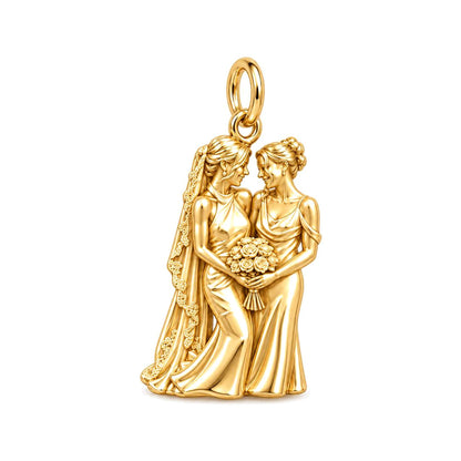 Eternal Wedding Vow Charm Bracelet – Personalized Couple Gift – 18K gold charm, front view