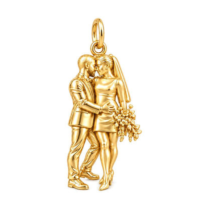 Eternal Wedding Vow Charm Bracelet – Personalized Couple Gift – 18K gold charm, front view