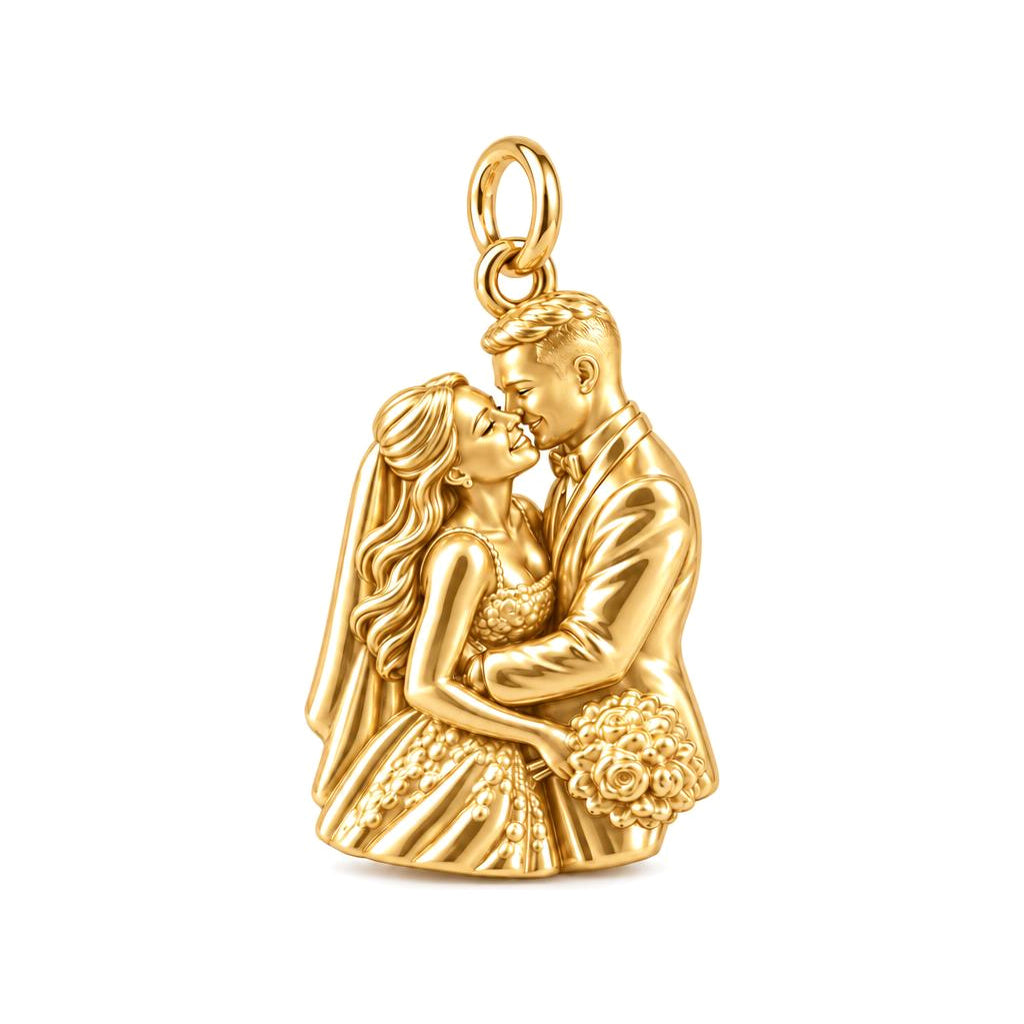 Eternal Wedding Vow Charm Bracelet – Personalized Couple Gift – 18K gold charm, front view