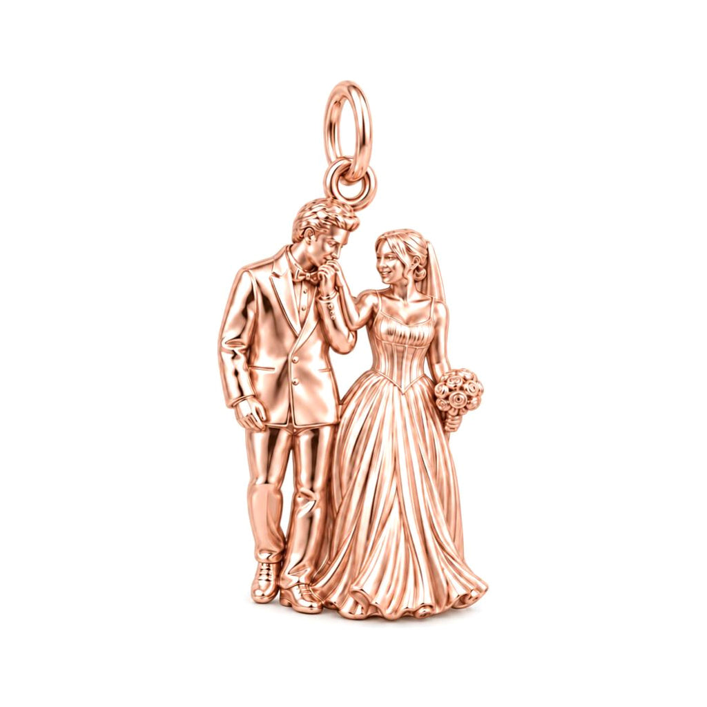 Eternal Wedding Vow Charm Bracelet – Personalized Couple Gift – rose gold charm, front view