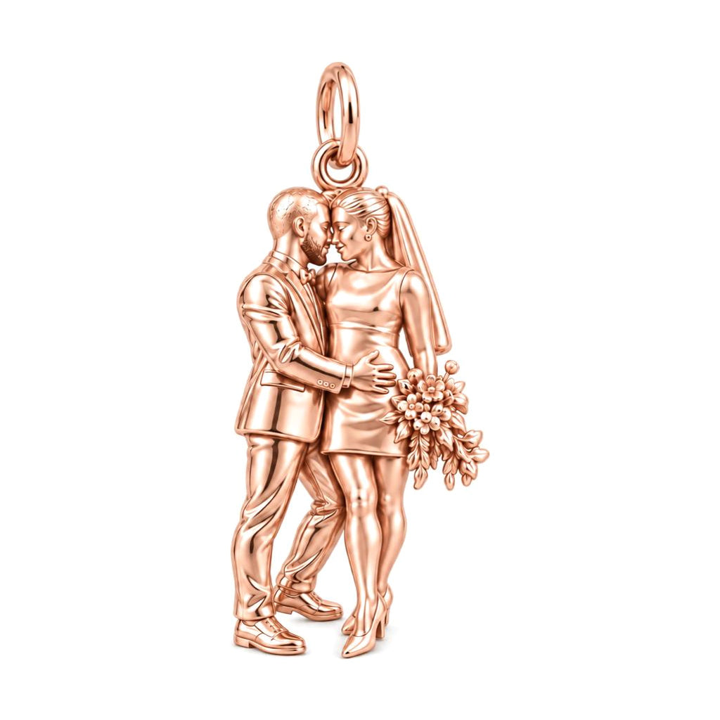 Eternal Wedding Vow Charm Bracelet – Personalized Couple Gift – rose gold charm, front view