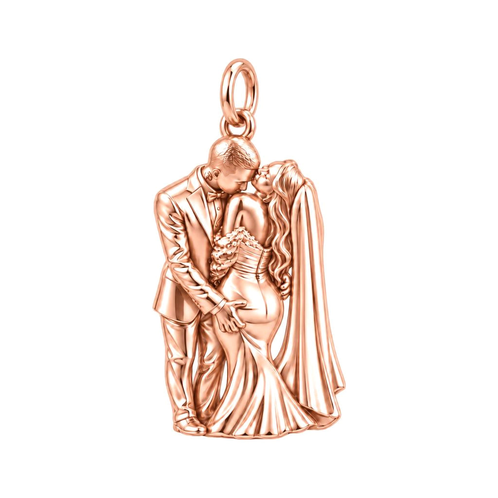 Eternal Wedding Vow Charm Bracelet – Personalized Couple Gift – rose gold charm, front view
