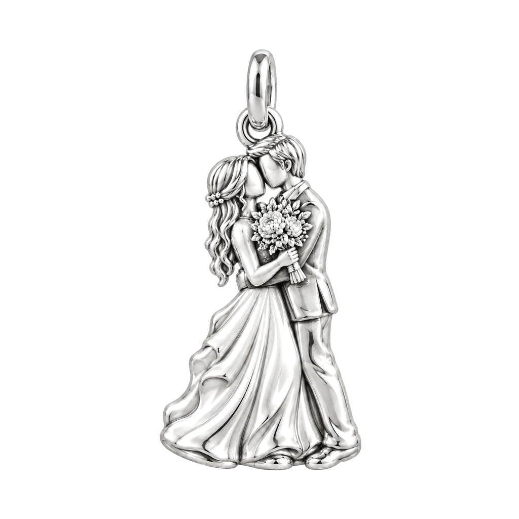 Eternal Wedding Vow Charm Bracelet – Personalized Upload Photo Gift – silver charm, front view