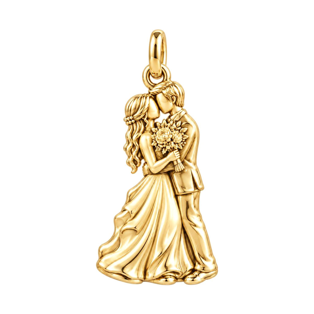 Eternal Wedding Vow Charm Bracelet – Personalized Upload Photo Gift – 18K gold charm, front view