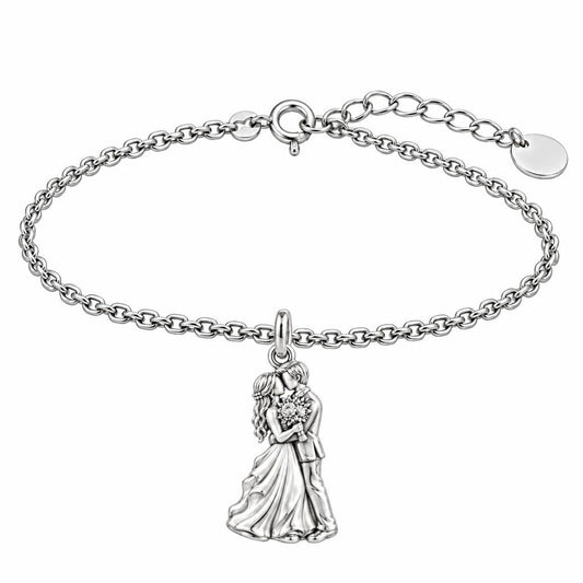 Eternal Wedding Vow Charm Bracelet Set – silver, front view