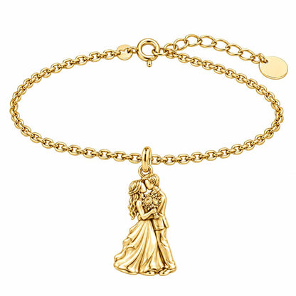 Eternal Wedding Vow Charm Bracelet Set – 18K gold, front view