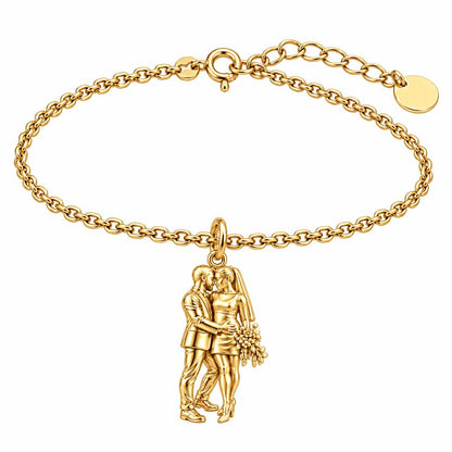 Eternal Wedding Vow Charm Bracelet Set – 18K gold, front view