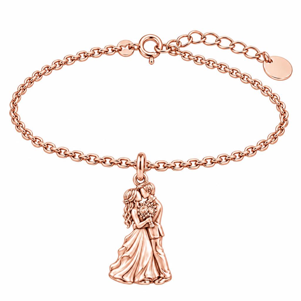Eternal Wedding Vow Charm Bracelet Set – rose gold, front view