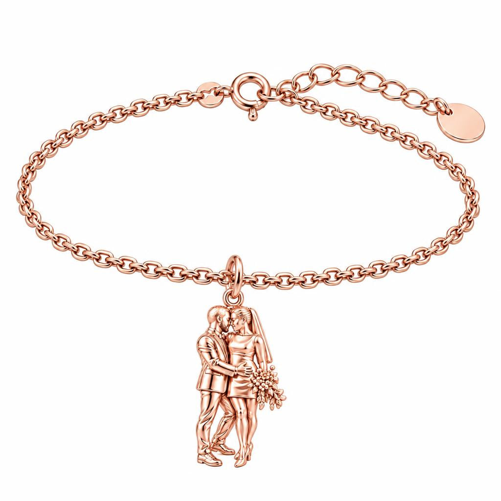 Eternal Wedding Vow Charm Bracelet Set – rose gold, front view