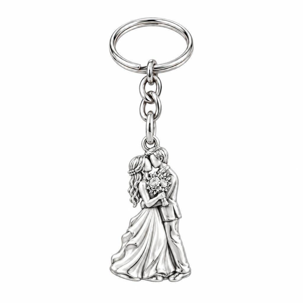 Eternal Wedding Vow Charm Keychain – silver, front view