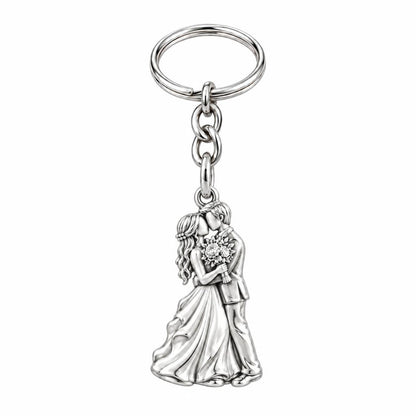 Eternal Wedding Vow Charm Keychain – silver, front view