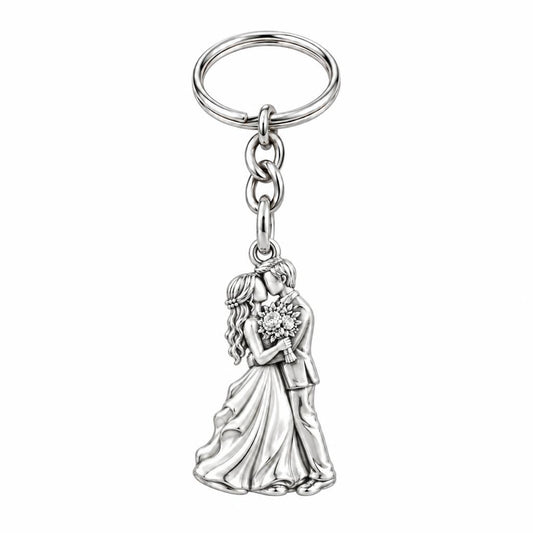 Eternal Wedding Vow Charm Keychain – silver, front view