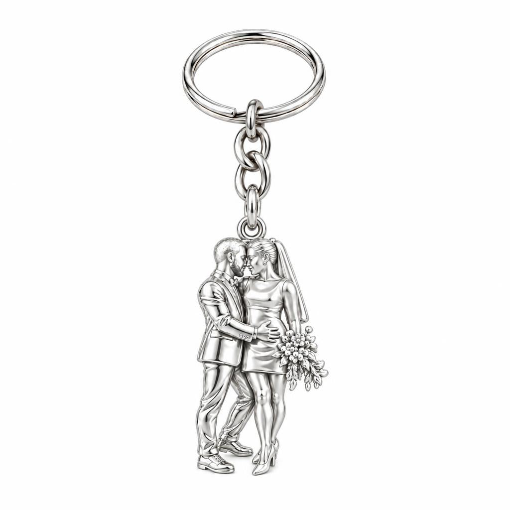 Eternal Wedding Vow Charm Keychain – silver, front view