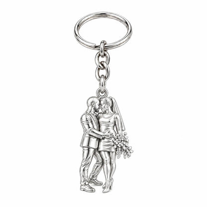 Eternal Wedding Vow Charm Keychain – silver, front view