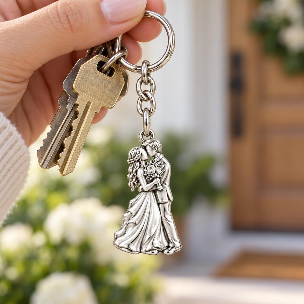 Eternal Wedding Vow Charm Keychain – worn / in use