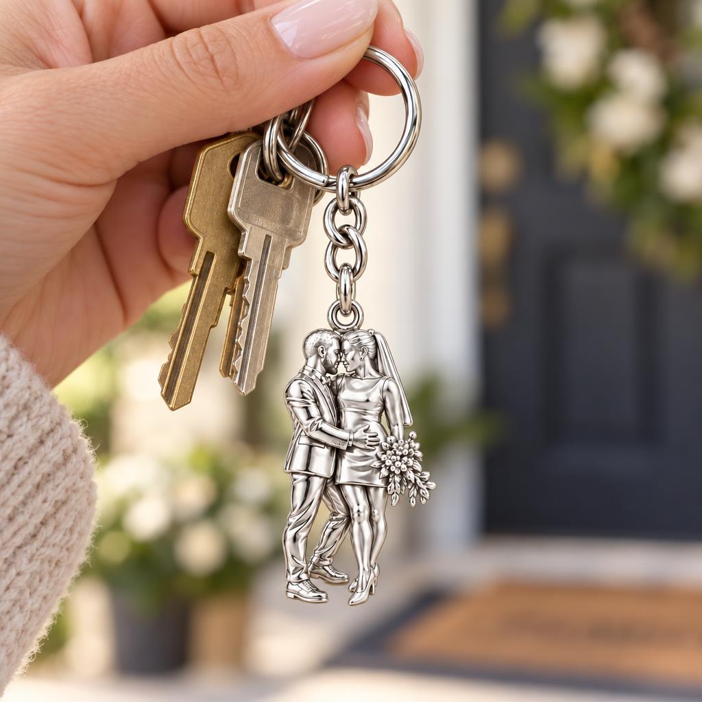 Eternal Wedding Vow Charm Keychain – worn / in use