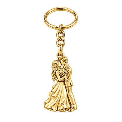 Eternal Wedding Vow Charm Keychain – 18K gold, front view