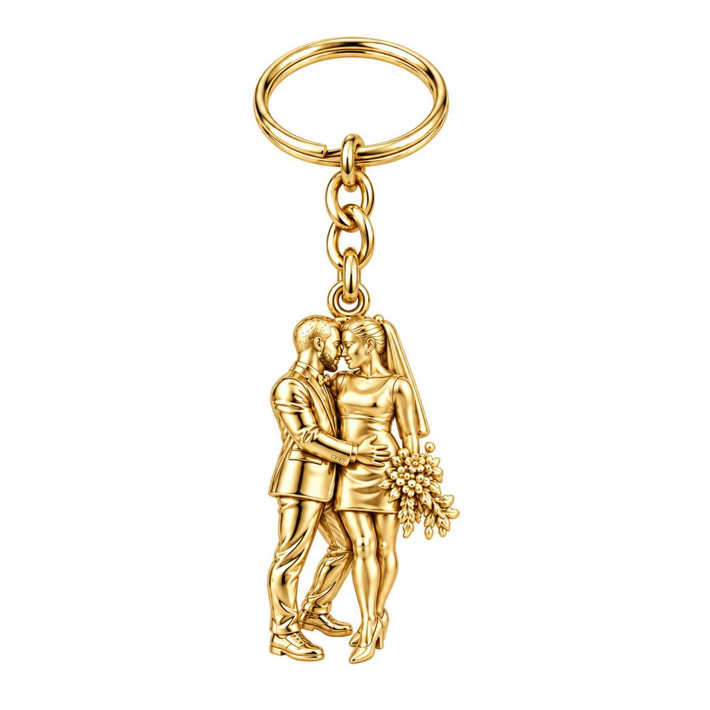 Eternal Wedding Vow Charm Keychain – 18K gold, front view