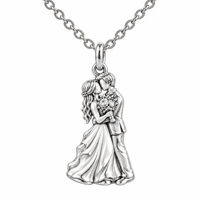 Eternal Wedding Vow Charm Necklace Set – silver, front view