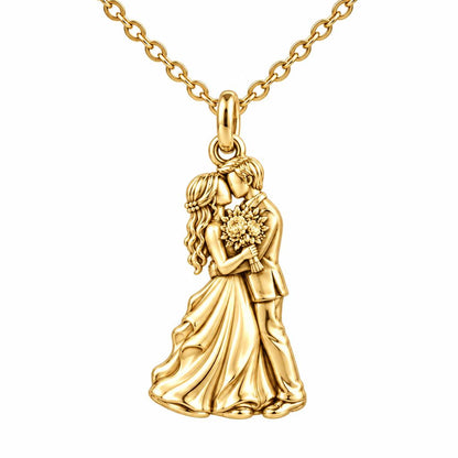 Eternal Wedding Vow Charm Necklace Set – 18K gold, front view