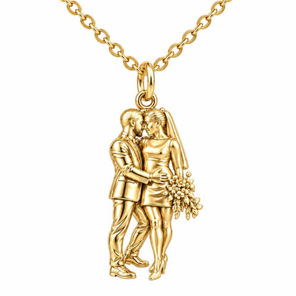 Eternal Wedding Vow Charm Necklace Set – 18K gold, front view
