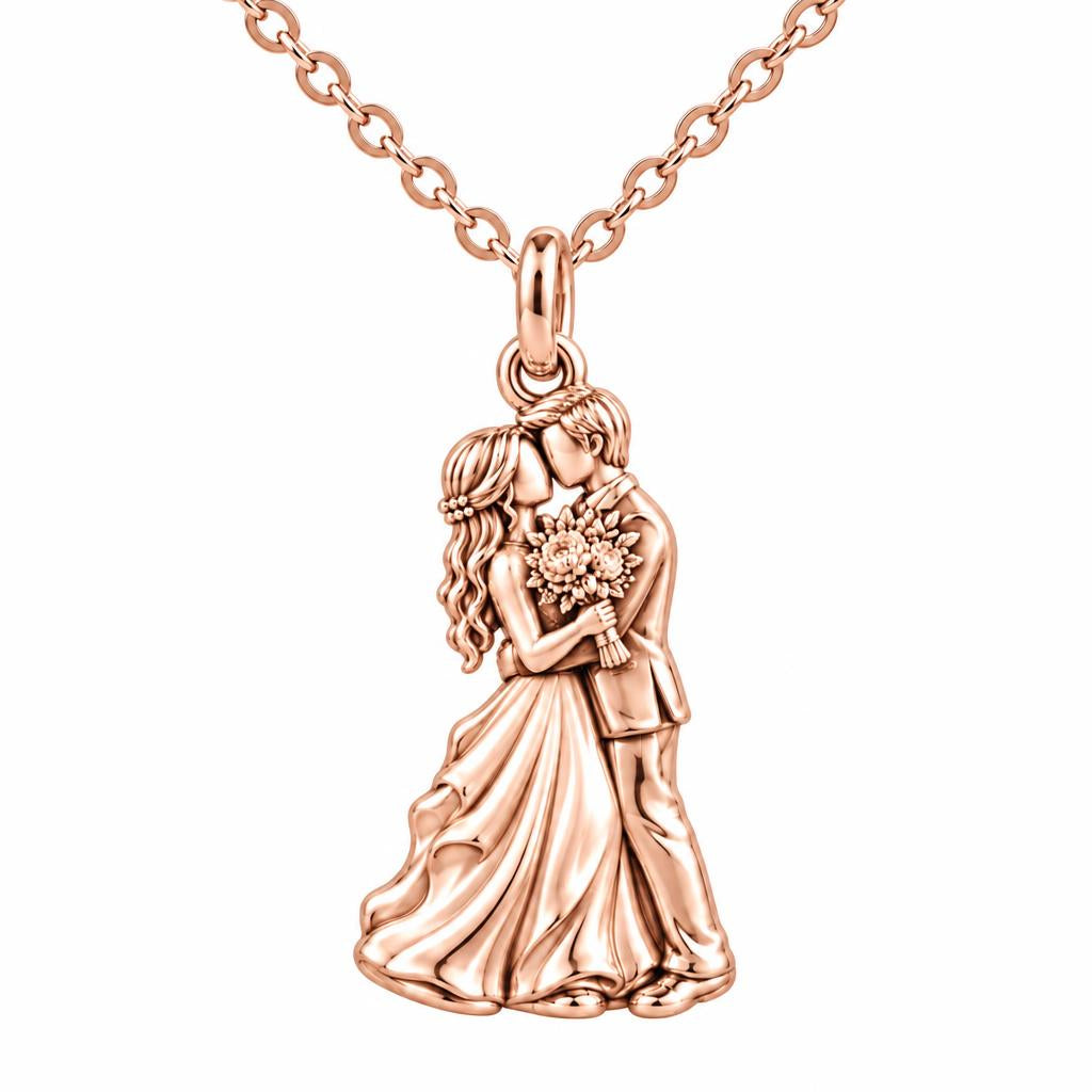 Eternal Wedding Vow Charm Necklace Set – rose gold, front view