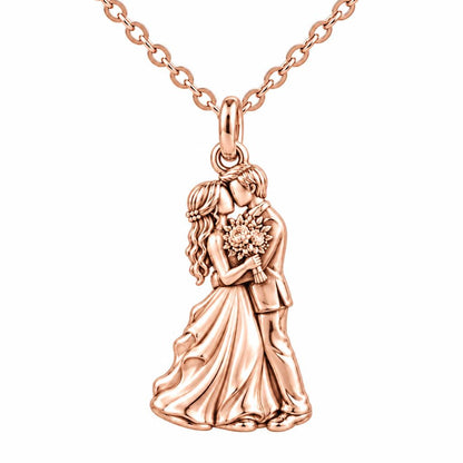 Eternal Wedding Vow Charm Necklace Set – rose gold, front view