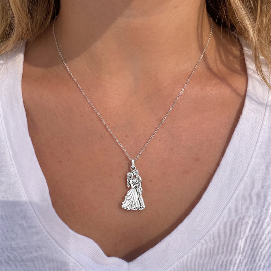 Eternal Wedding Vow Charm Necklace Set – worn / in use