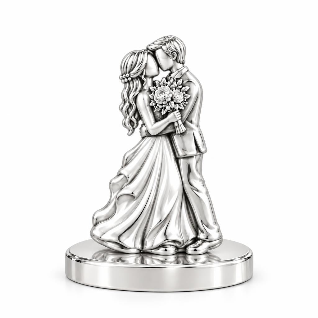 Eternal Wedding Vow Keepsake Plaque – silver, front view