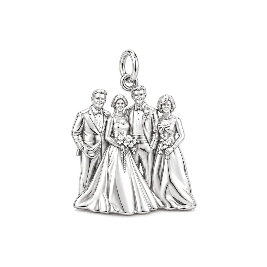 Eternal Wedding Vows Charm Bracelet – Personalized Couple Gift – silver charm, front view