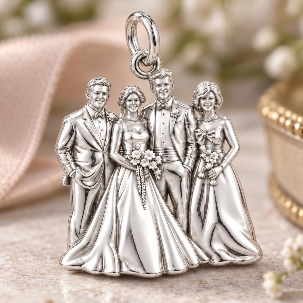 Eternal Wedding Vows Charm Bracelet – Personalized Couple Gift – macro detail of the charm