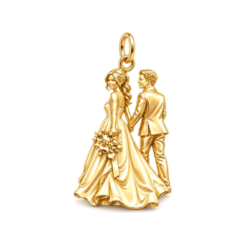 Eternal Wedding Walk Charm Bracelet – Personalized Couple Gift – 18K gold charm, front view