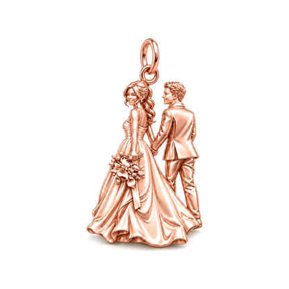 Eternal Wedding Walk Charm Bracelet – Personalized Couple Gift – rose gold charm, front view